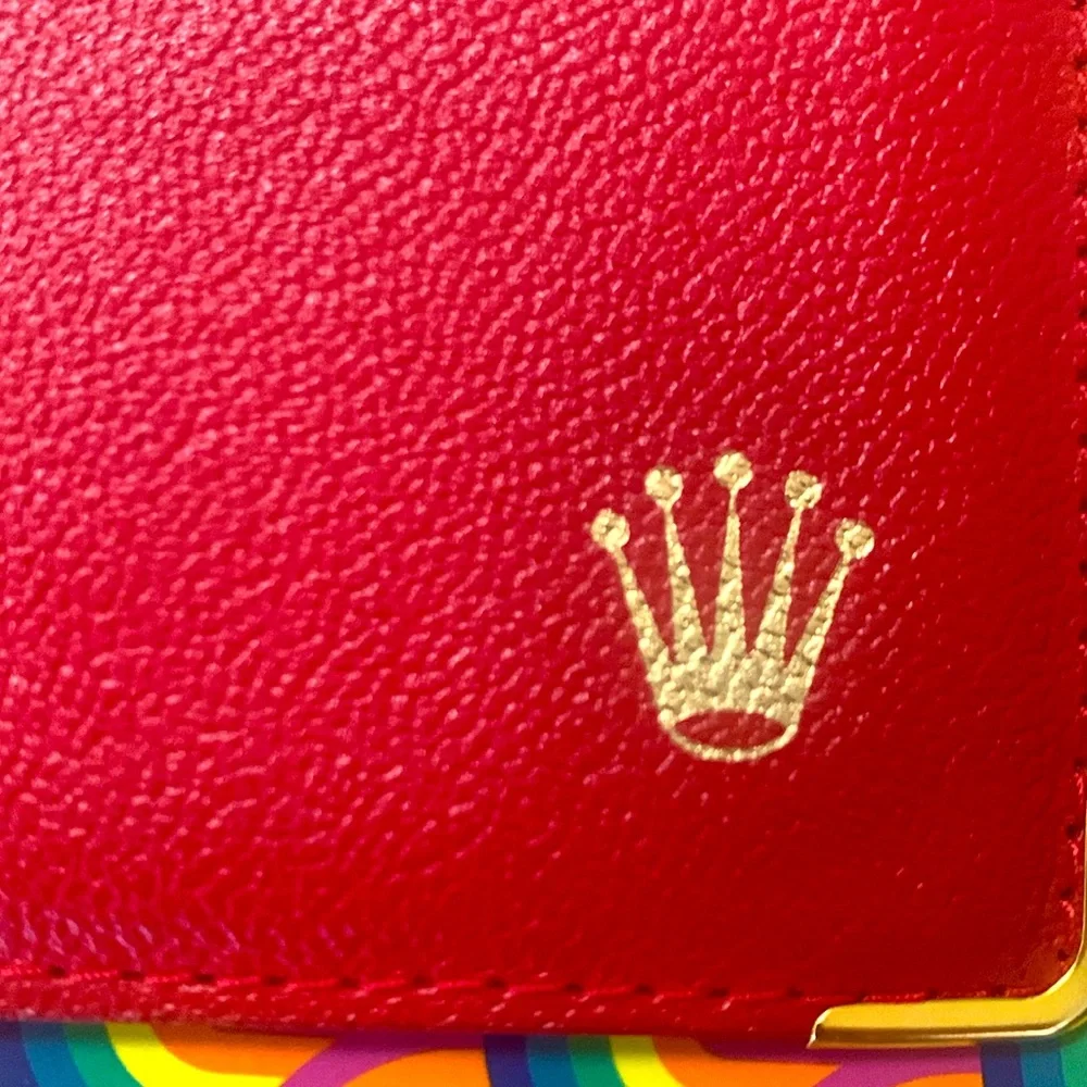 ROLEX- AUTHENTIC 🍀 LIKE BRAND NEW! Geneva Red Leather Card Wallet/Sleeve
